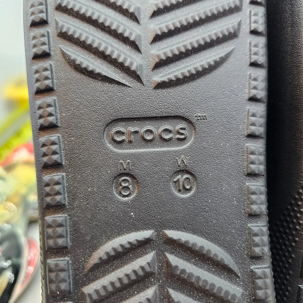 Crocs Classic Slide Sandals Black Mens 8 Womens 10 Comfort Water Shoes